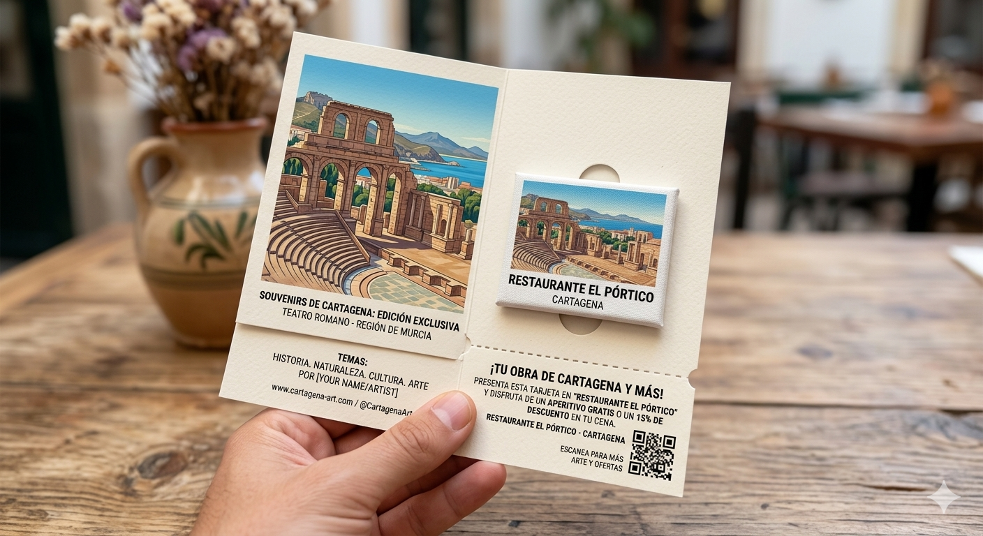 Folleto de recuerdo artístico personalizado con imán y código QR